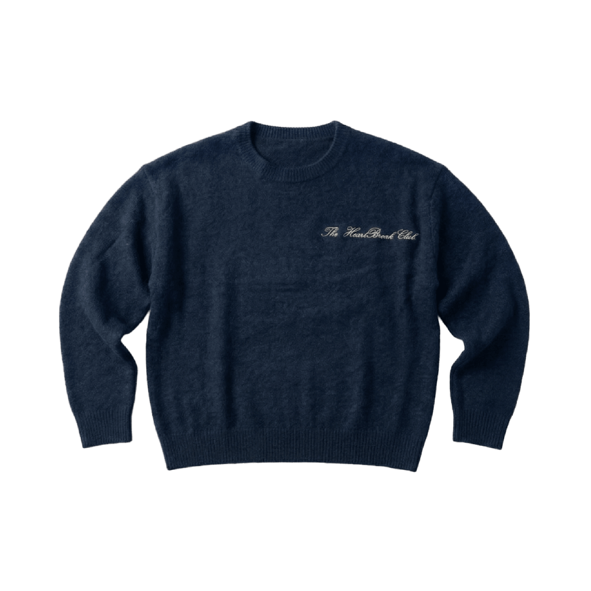 THBC Knitwear in navy blue, model wearing oversized boxy fit