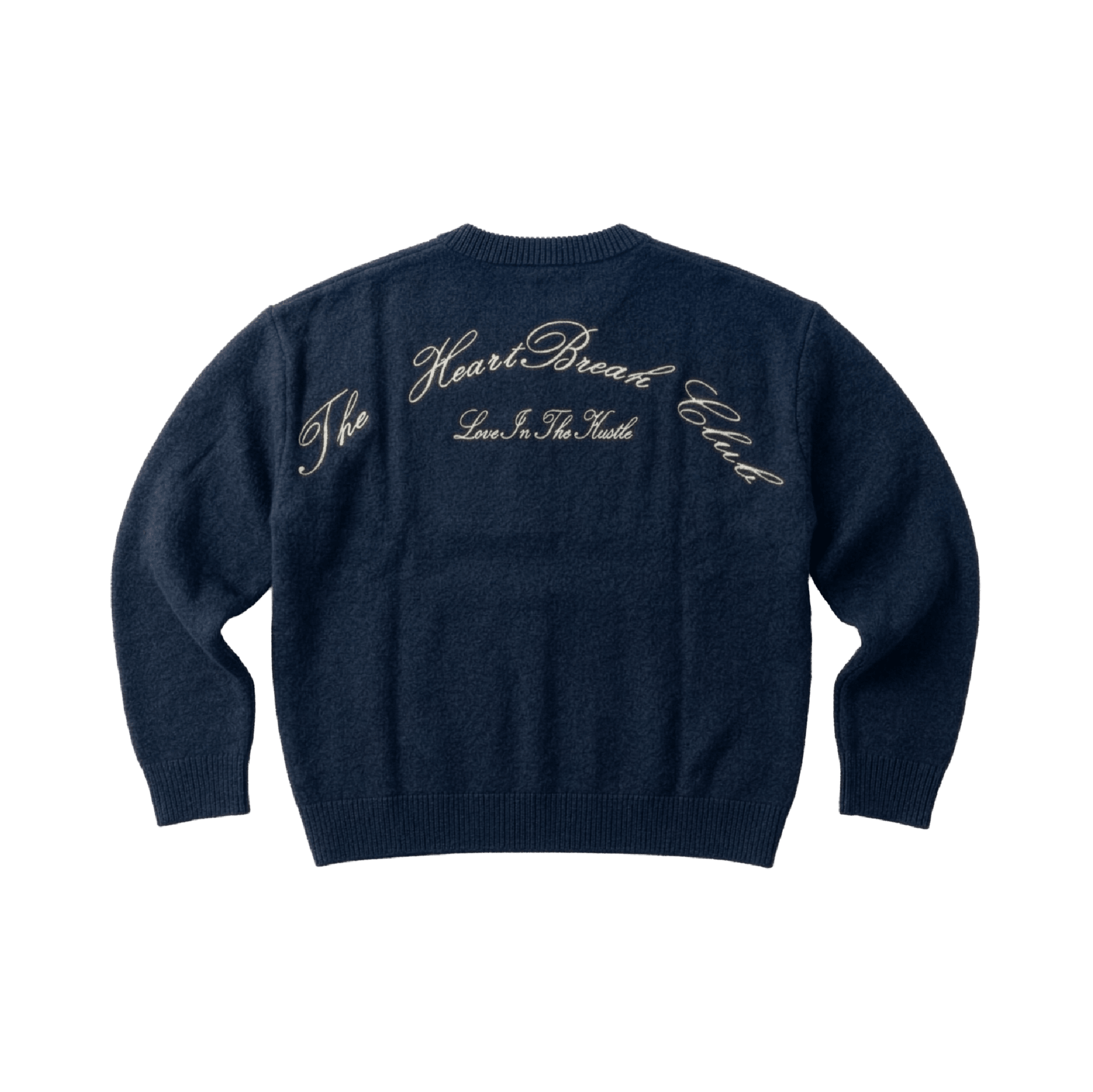THBC Knitwear in navy blue, model wearing oversized boxy fit
